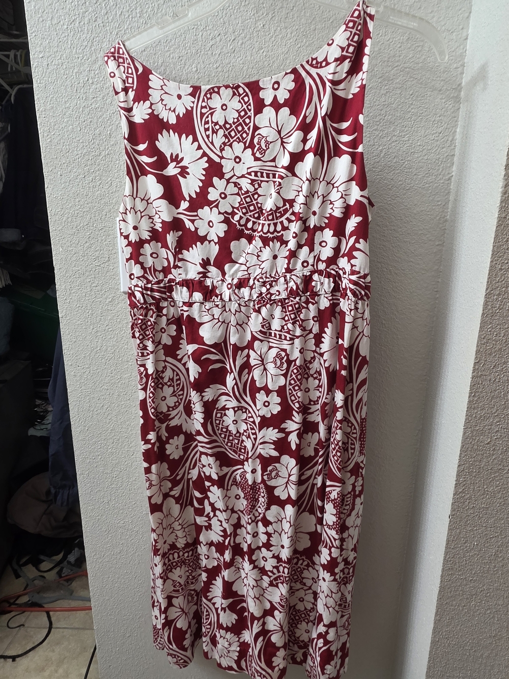 LOFT Red and White Floral Maxi Dress